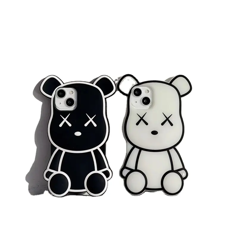 3D Cute Cartoon Bear Crossbody Lanyard Strap Necklace Phone Case For iPhone 11 12 13 14 Pro Max Plus XS X XR Soft Silicone Cover