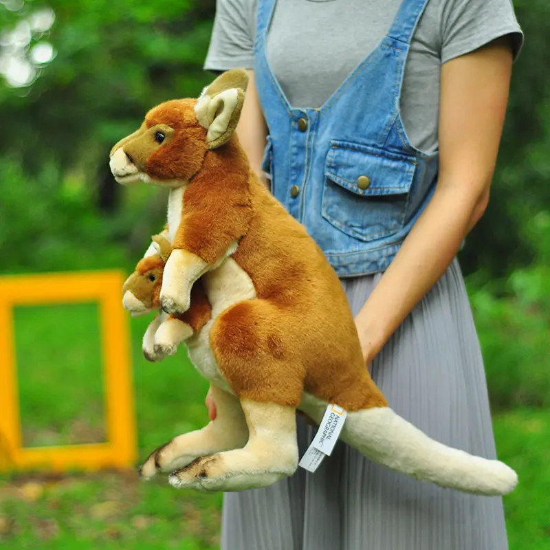 Mainan lembut katun Pp bulu harga rendah mainan hewan kangguru dan anak kanguru menarik