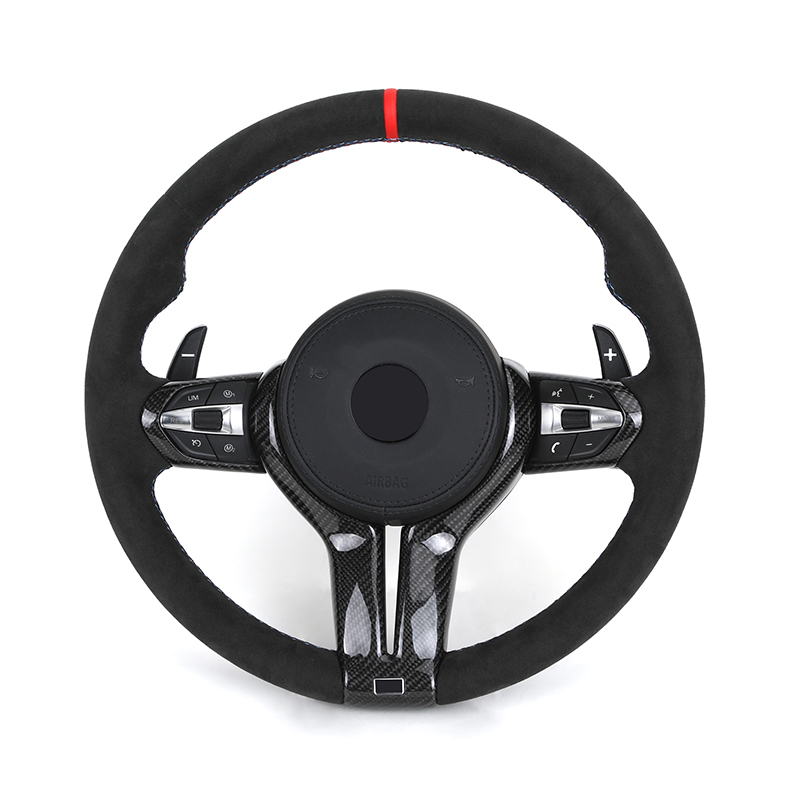 Alcantara intégral + Garniture en carbone brillant + Bande rouge