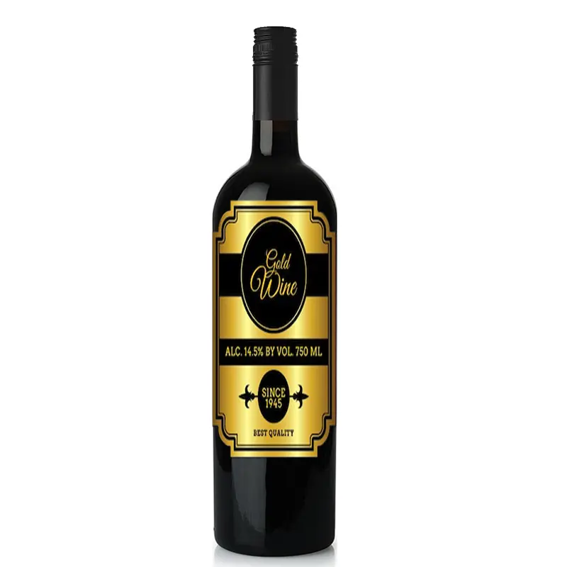 Özel şarap şişesi Logo etiketleri kabartmalı alüminyum altın Metal çıkartmalar