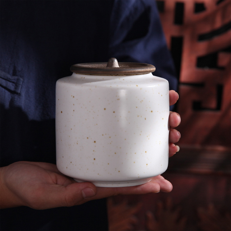 White Ceramic Kitchen Sugar Coffee Tea Food Canister Storage Jar And Bottles Set With wooden Lids