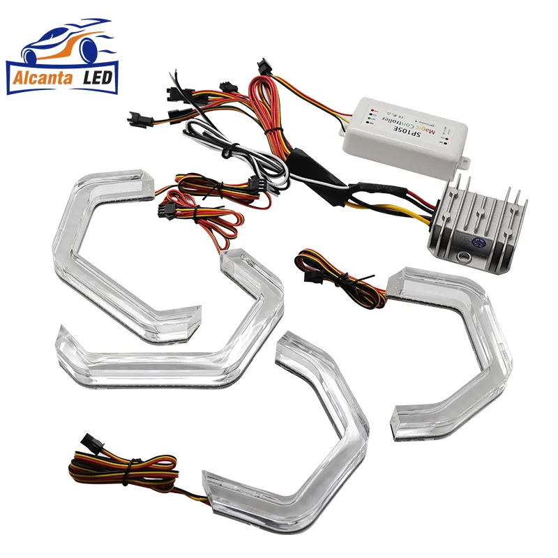 Alcanaled Voor Bmw Z4 E85 E86 2002 - 2008 Ultra Heldere Switchback Aw Dag Licht Richtingaanwijzer Katoen Hexagon Hex Led Angel Eyes Kit