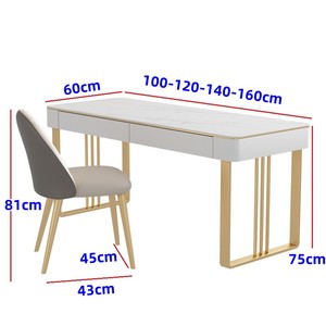 Nordic Luxury Rock Board Desk Chair Combination Simple Modern Design for Small Apartment Office <strong>Building</strong> Metal <strong>Computer</strong> Study - Product Image 6