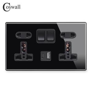 Coswall13Aデュアルクイック充電スイッチコントロールUSBポートスマート電源コンセント18WタイプC強化クリスタルガラスユニバーサルウォールソケット - Product Image 5