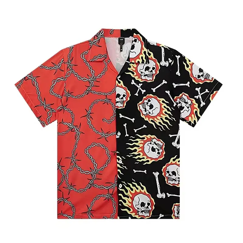 DiZNEW-camisa hawaiana a la moda para hombre, camisa de manga corta con estampado de retales, botones, para playa, verano, nueva