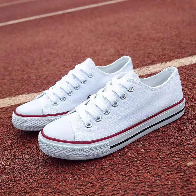 Scarpe da donna all'ingrosso a basso prezzo scarpe di tela cinesi personalizzate campione gratuito All White Classic Star Style scarpe di tela stringate a buon mercato