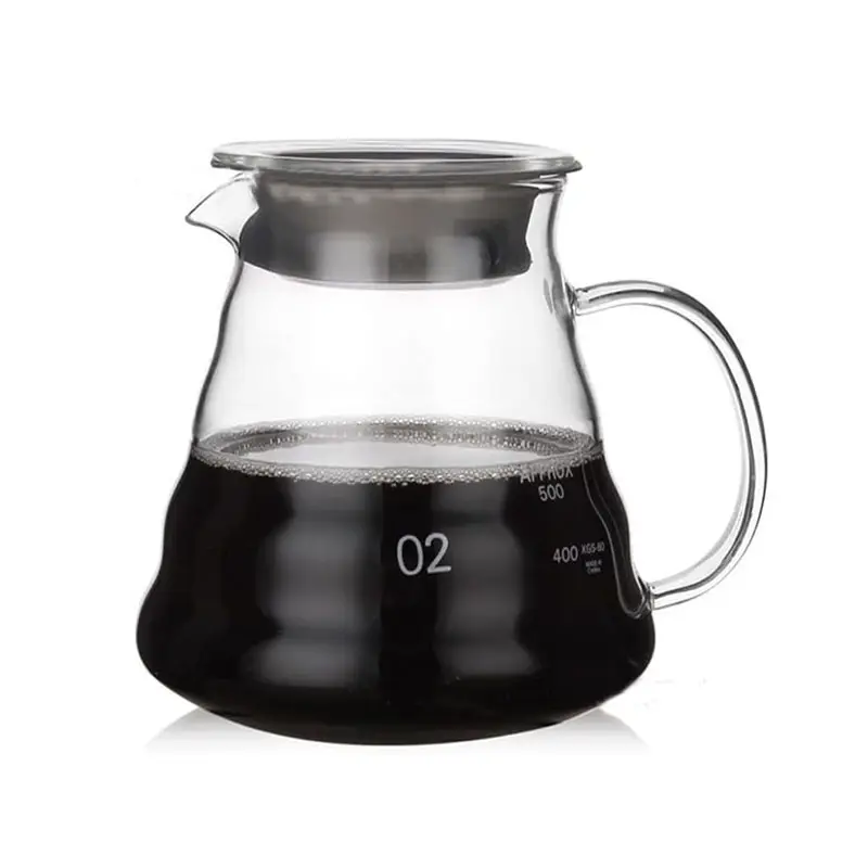 Teko kaca borosilikat bening sesuai pesanan, panci berbagi kopi awan kaca kopi tahan panas pembuat kopi