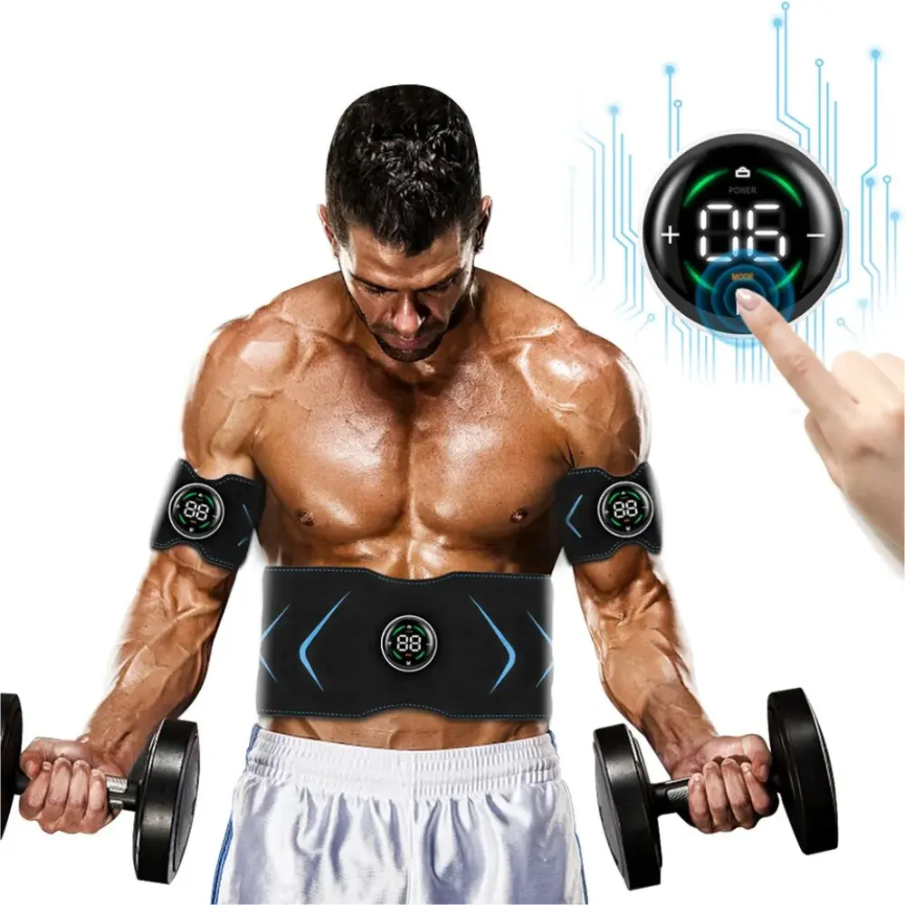 Senxiao électrostimulation stimulation musculaire smartphone emp 10 dizaines stimulateur musculaire ems ceinture entraînement portable ab stimulateur