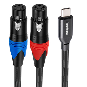 Bochara trenzado tipo C a doble XLR hembra OFC salida/entrada Cable de audio integrado en Chipset Foil + trenzado blindado 2M