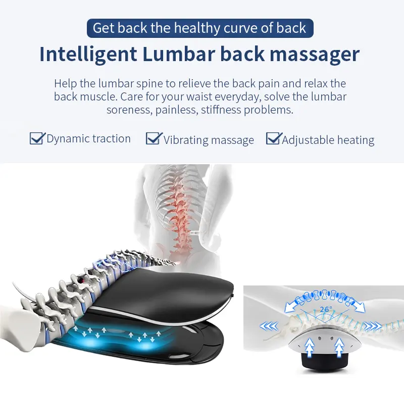 Onderrug Massager Verwarmd Lumbale Ondersteuning Tractie Apparaat Airbag Tractie, Taille Lumbale Massagekussen Voor Pijnverlichting
