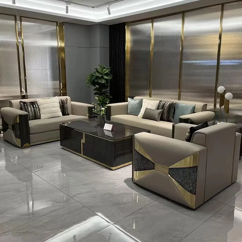 Canapé de salon moderne italien italien, design de luxe, canapé de luxe en cuir, ensemble de meubles