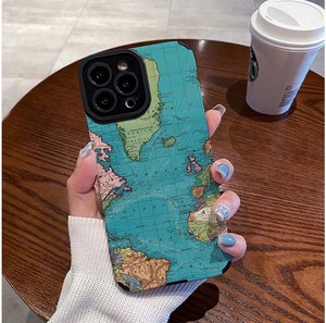 クリエイティブデザイン世界地図印刷TPU人工皮革携帯電話カバーケースiPhone6 7 8 X Xr Xs 11 12 13 14 15 16 Pro - Product Image 1