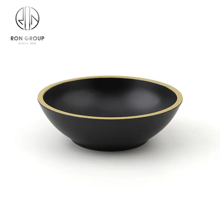 Atacado Matte Black Dinner Set Restaurante Japonês Placas Redondas Hard Houseware Melamina Sopa Placa