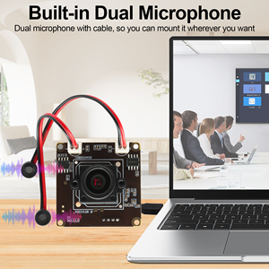 ELP MJPEG 30fps 2592*1944 Cámara USB COMS IMX335 2 uds micrófonos Mini PCB módulo integrado para escaneo de quiosco de cajero automático Robot