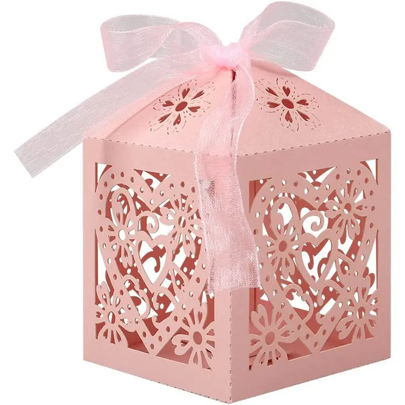 Nicro, nuevo diseño hueco creativo, caja de dulces de boda, grabado láser, suministros de boda, caja de dulces de Chocolate en forma de corazón