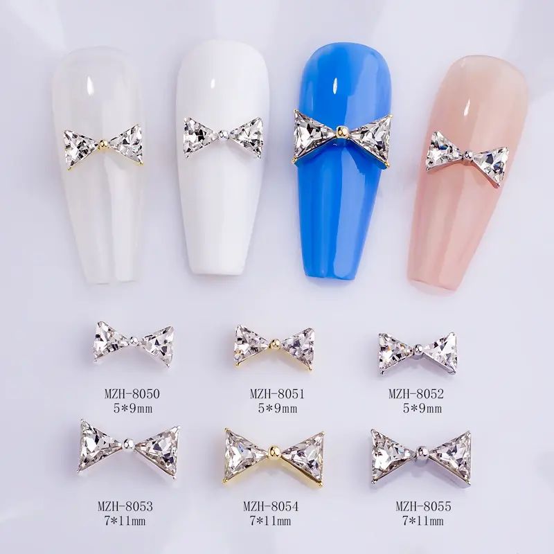 Лидер продаж, трендовые 3D металлические подвески для ногтей для маникюра, оптовая продажа, алмазные Стразы для ногтей, галстук-бабочка, циркониевые подвески для ногтей