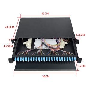 1U 19 ''Tipo deslizante Montaje en rack ODF carga completa LC dúplex Fibra óptica 24 puertos panel de conexión de fibra - Product Image 6