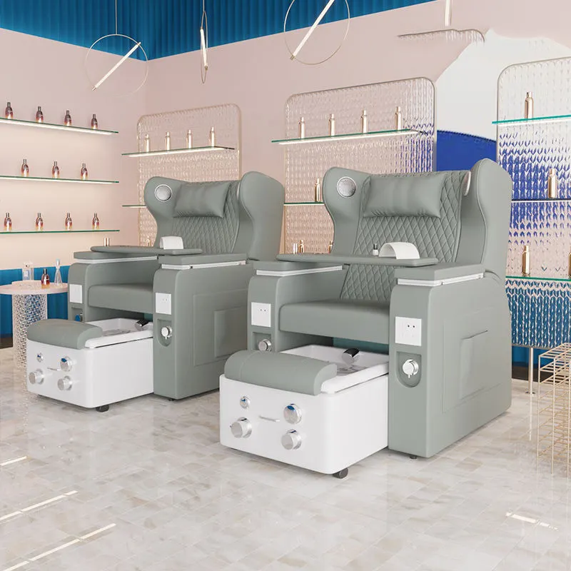 Modern güzellik salonu uzanmış manikür sandalyesi lüks pedikür sandalyesi tırnak salonu mobilyası ayak spa led ışık
