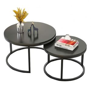 Bent Black Gold Metal Side Marble Stone Mdf Wood Contemporary Round Nesting Coffee <strong>Table</strong> Nest of <strong>3</strong> <strong>Table</strong> <strong>Set</strong> Nesting <strong>Table</strong> - Product Image 5