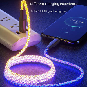 66W 3 in 1 LED充電ケーブル、RGBグローイング高速充電コード照明/タイプC/マイクロUSBケーブル (i-Phone、Samsung、Huawei、Android用) - Product Image 2