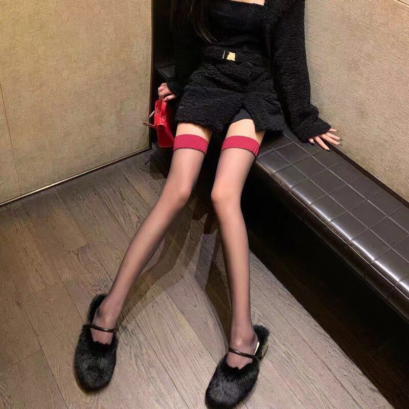 Red-trimmed suspender stockings