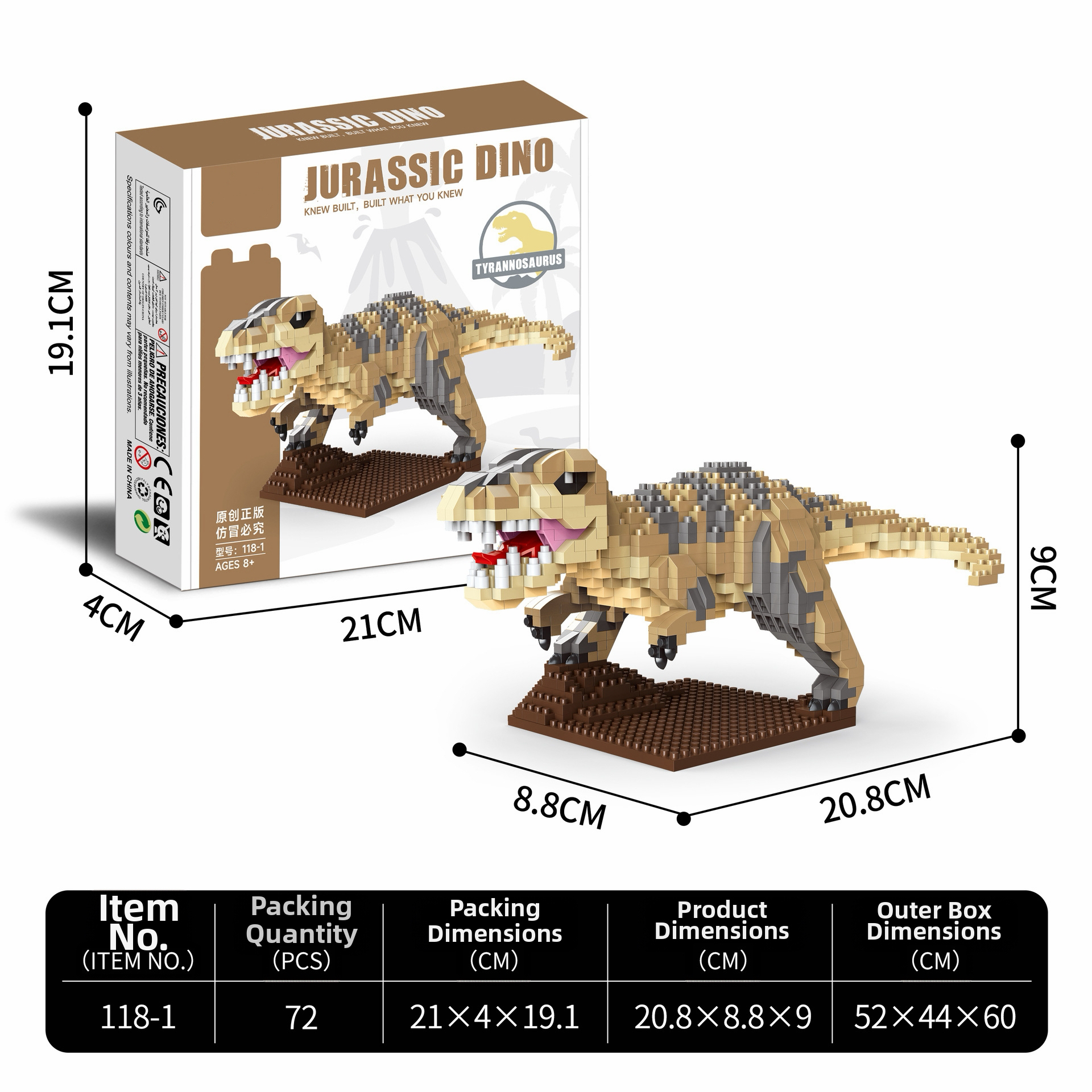 Tyrannosaurus rex building blocks-lego bricks