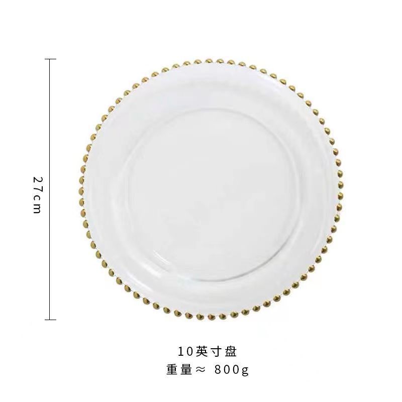 Assiette à perles dorées 27cm