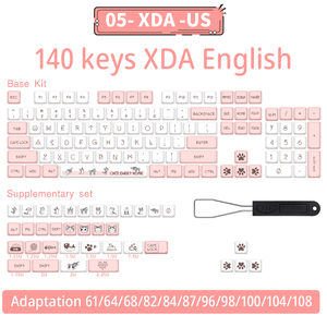 140 tuşları peynir kedi Matcha PBT klavye tuş XDA profil İspanyolca rusça japon kore Keycaps için özel mekanik klavye Keycaps - Product Image 3