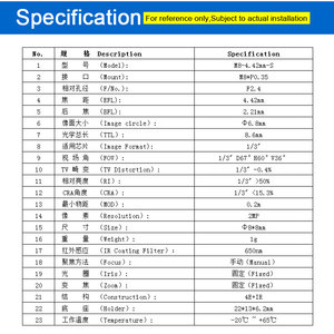 M8*P0.35 Focal Length 4.42mm Facial Recognition Lens 67 Degree for 1/3&quot; Sensor <strong>JX</strong>-F37 Mini CCTV <strong>Camera</strong> Face Identification Lens - Product Image 3