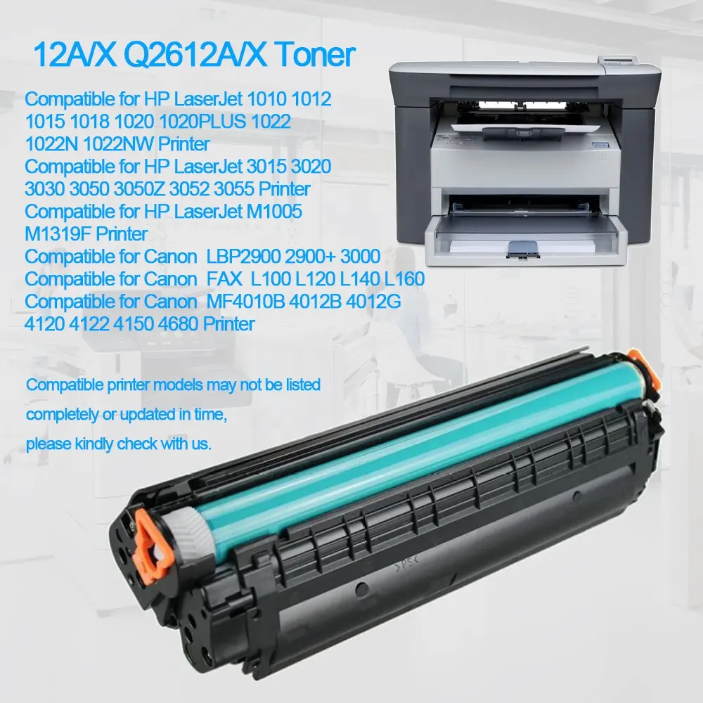 for HP 12A Compatible Toner Cartridge Q2612A for HP Q2612A FX9 FX10 Universal Toner Cartridge 12A CRG-303 103 703 printer toner