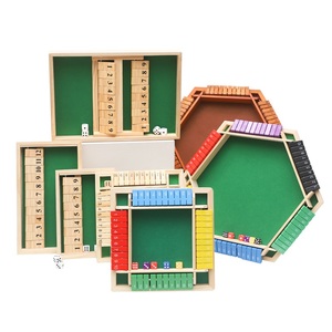 1-6名玩家的榆次木制翻牌棋盘游戏用16个儿童和成人数字骰子关闭盒子骰子象棋 - Product Image 1