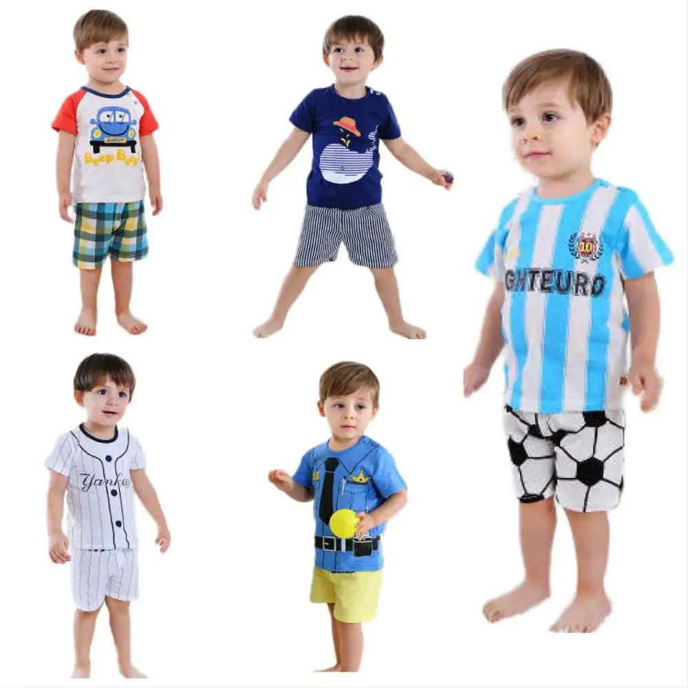 Caldo casual all'ingrosso cotone bambini boutique maniche corte sonno indossare pigiama bambina ragazzo estate bambini vestiti