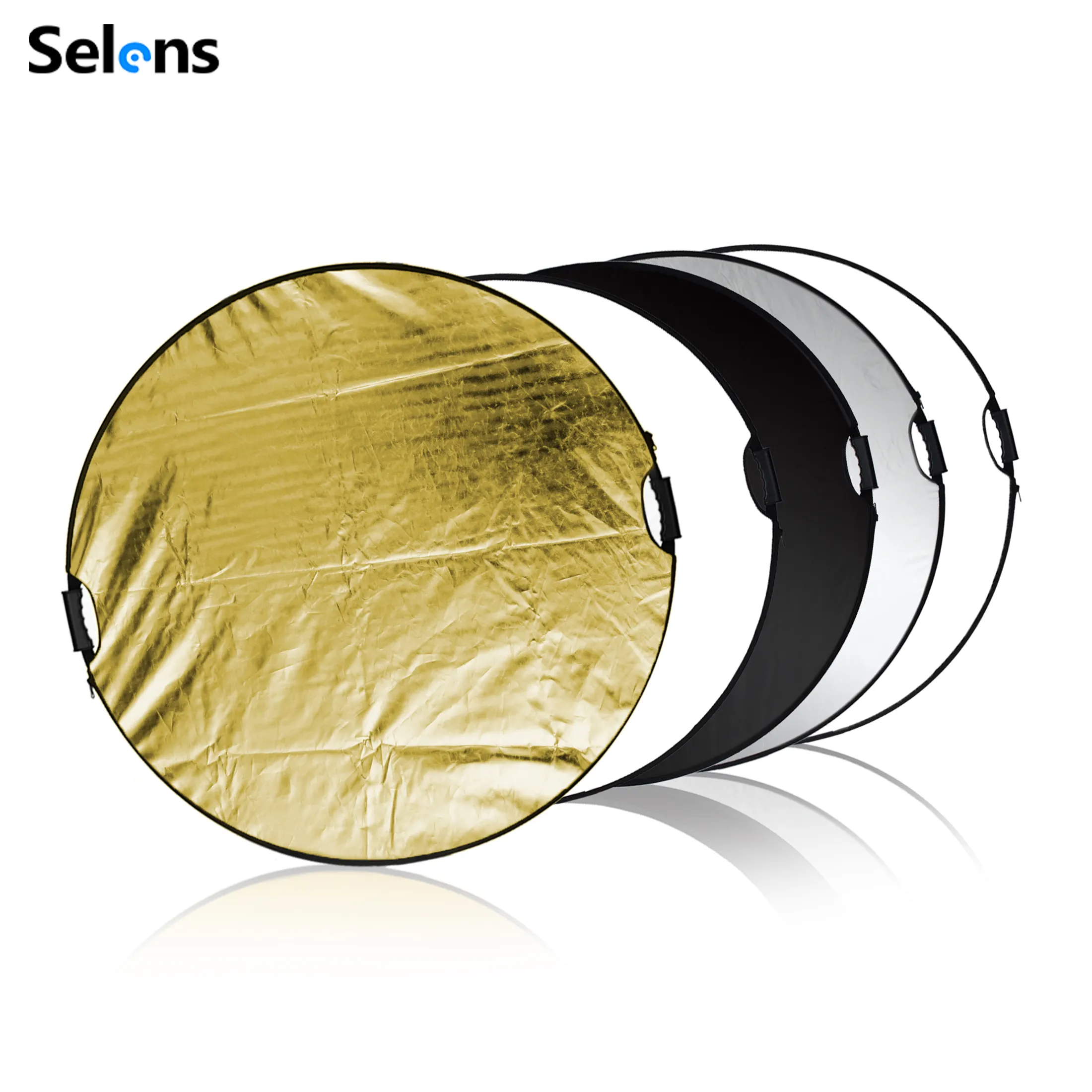 Selens 5 in 1 60cm 80cm 110cm Photo Light Collapsible Portable Round Light Reflector Panel with Handle for Photography Lighting