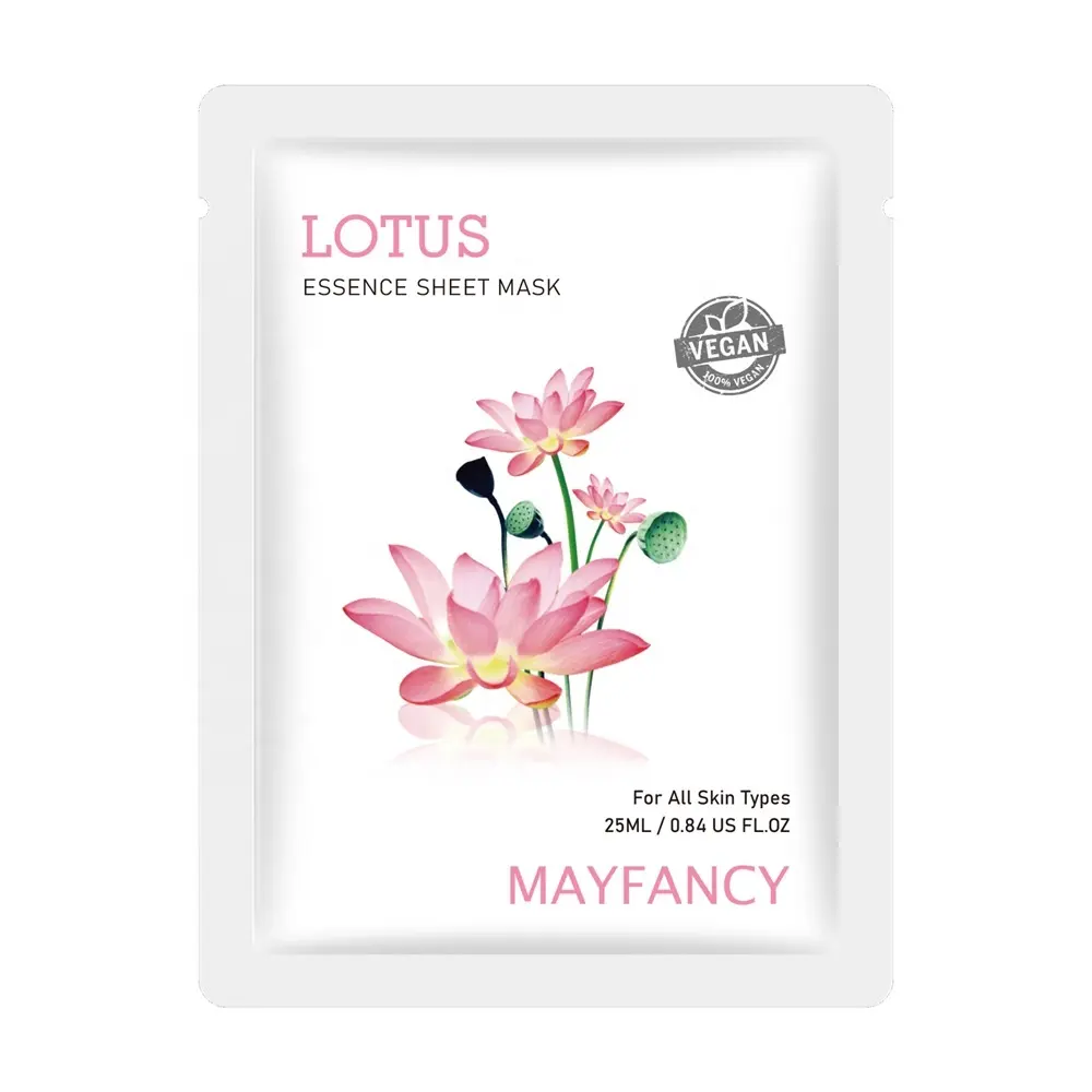 MAYFANCY Organic Mascarilla Lotus Mascarillas faciales para mujeres Productos de belleza Marca Your LOGO Skincare Algodón natural Vegan