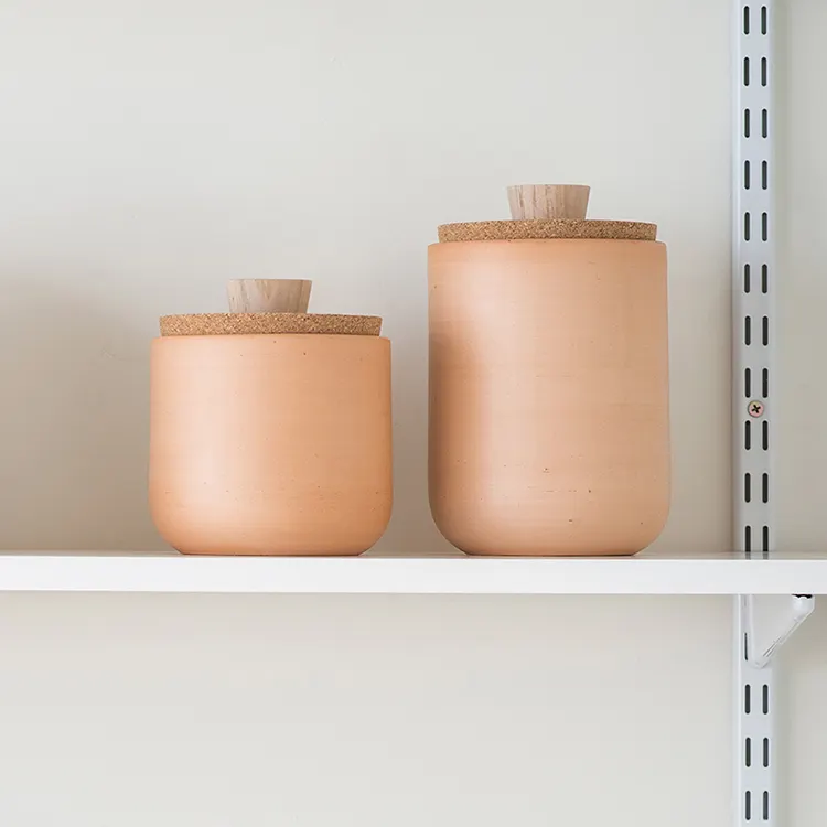 Vela de cerámica con tapa, recipiente redondo de decoración para el hogar, mate, recipiente nórdico, venta al por mayor de fábrica