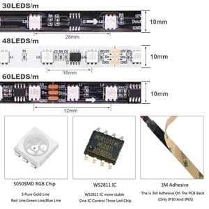 WS2811 RGB LED striscia di luce 5050 SMD 30 60 LED Controller esterno 1 IC tecnologia indirizzabile brillante normale DC12V - Product Image 4