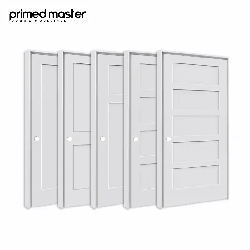 Puertas interiores de madera MDF blanco precolgado totalmente acabado blanco imprimado puertas interiores