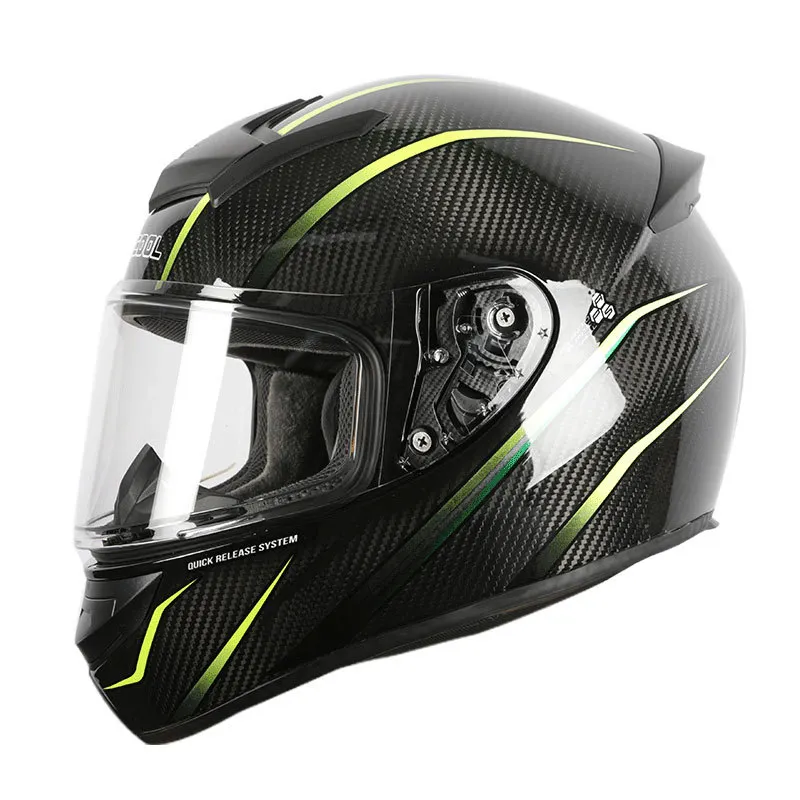 Helm Sepeda Motor Bersertifikasi Titik Full Face Helm Keselamatan Cascos Bicicleta untuk Sepeda Motor Helm Serat Karbon