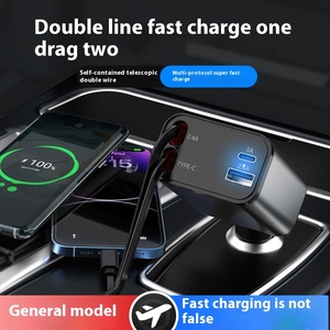 Cross-Border 100W Super Fast Charging PD Car <strong>Charger</strong> QC3.0 Type-C 2A Metal Bending Telescopic Four-in-<strong>One</strong> Fast Earphones - Product Image 2