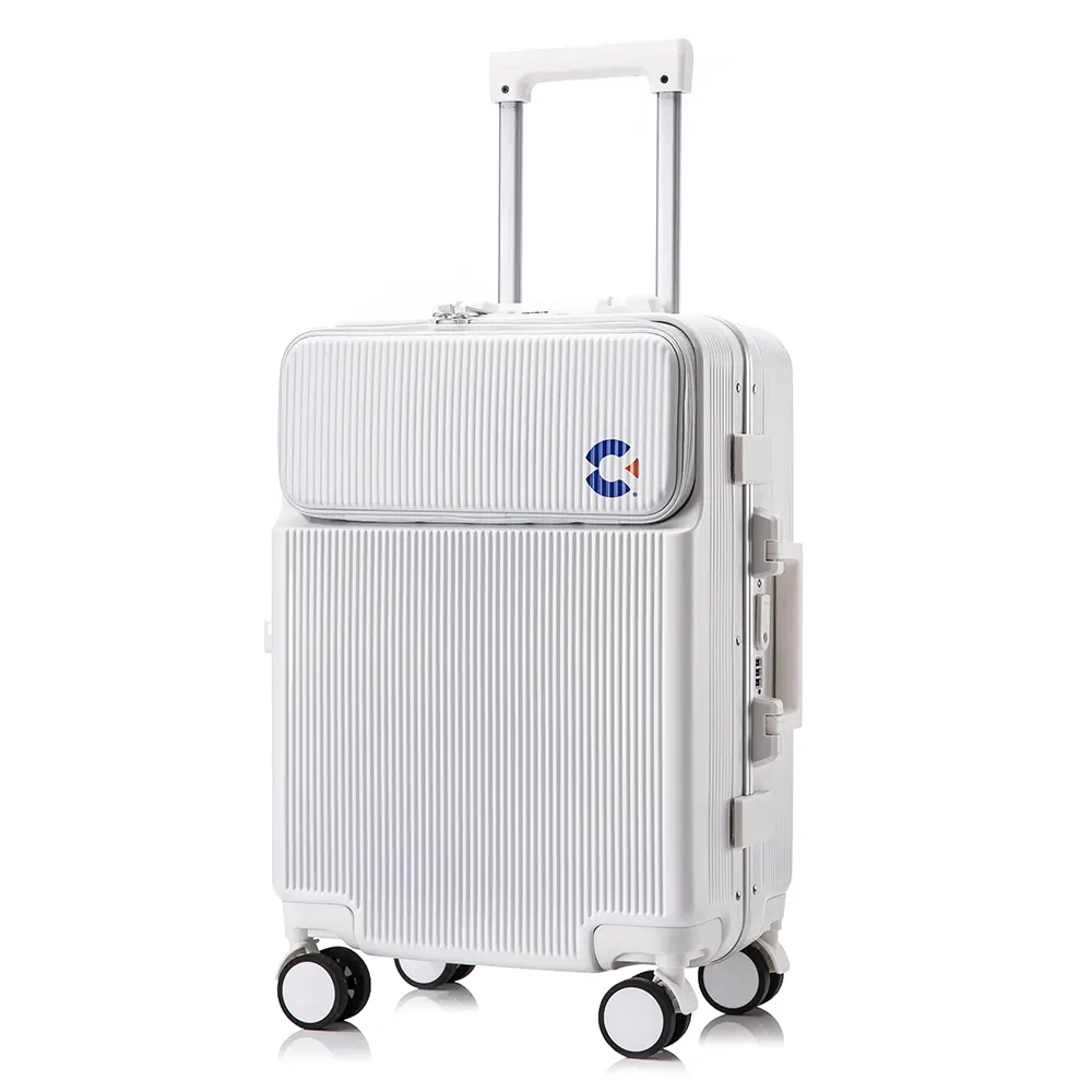 3 dizüstü takım çantaları pc tekerlekler ile su geçirmez taşıma bagaj çantası cep alüminyum bagaj içecek tutucu bavul üst açık