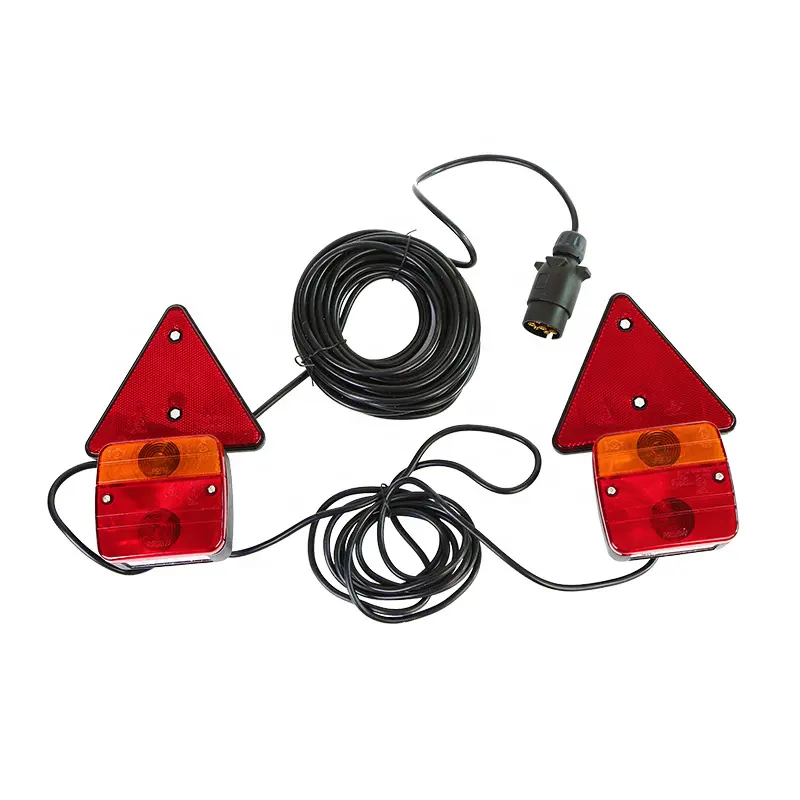 12V Combinação Luz Reversa Indicador Da Cauda Da Lâmpada Traseira Com Triângulo Refletor Forte Magnético 7-pin Plug Trailer Light