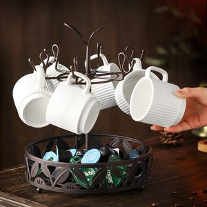 Nordic Design 6-Haken Kaffeetasse Getränke halter Baum Drehbarer Halter Metall Bar Display Rack für Theke Lagerung - Product Image 2