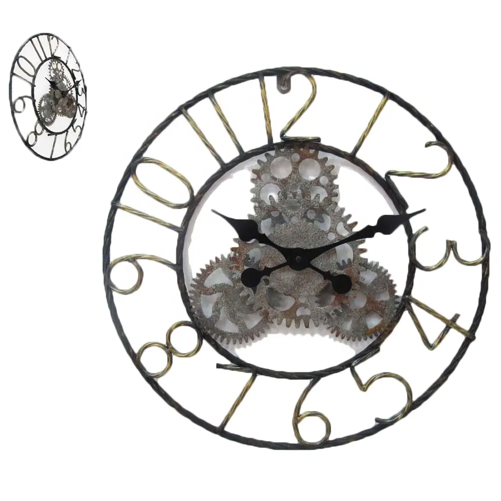 High Quality Wholesale Arabic Numbers Gear Antique Wall Clock from China