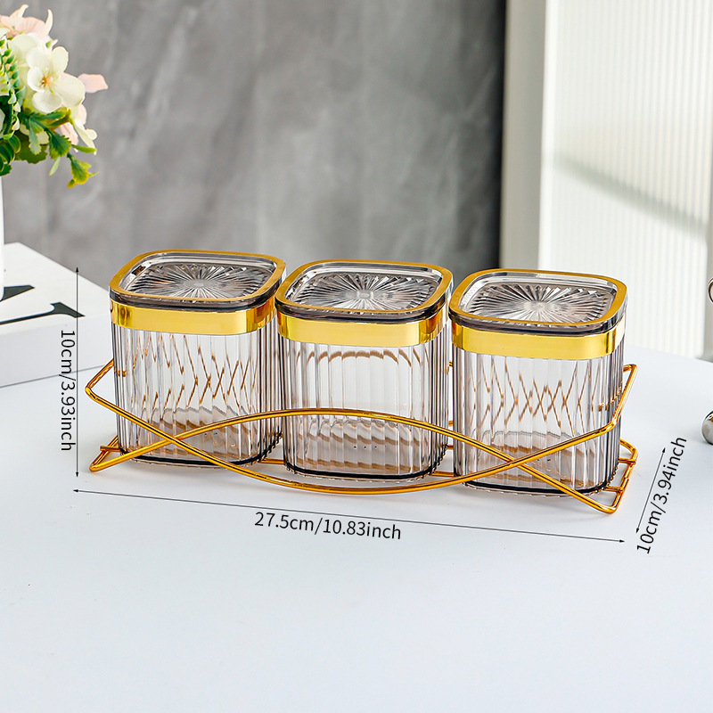 C-shaped shelf, gold-rimmed, 3-square airtight ashtray.