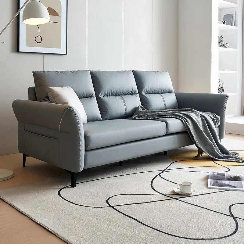 102679D Quanu fabrika fiyat basit tarzı mobilya kumaş oturma odası kanepe 3 koltuk İtalyan kanepe