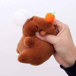 カスタムクリエイティブブローバブルカピバラぬいぐるみ動物面白いぬいぐるみキーホルダーバックパックペンダント子供用ソフトおもちゃターゲットクマタイプ