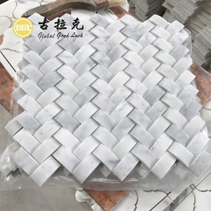 Cong xương cá Gạch Mosaic cararra đá cẩm thạch trắng 3D hiệu ứng bện mô hình tường Gạch Mosaic - Product Image 4