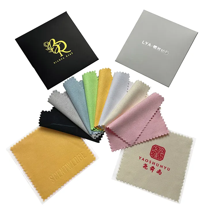 Bulk Zwart Microfiber Aangepaste Custom Logo Gedrukt Groothandel Goud Zilver Sieraden Polijsten Doek Met Envelop