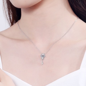 クラウンネックレスハートキー本物プラチナ<span class=keywords><strong>950</strong></span>スターリングシルバー925クラシックダイヤモンド,結婚式の婚約