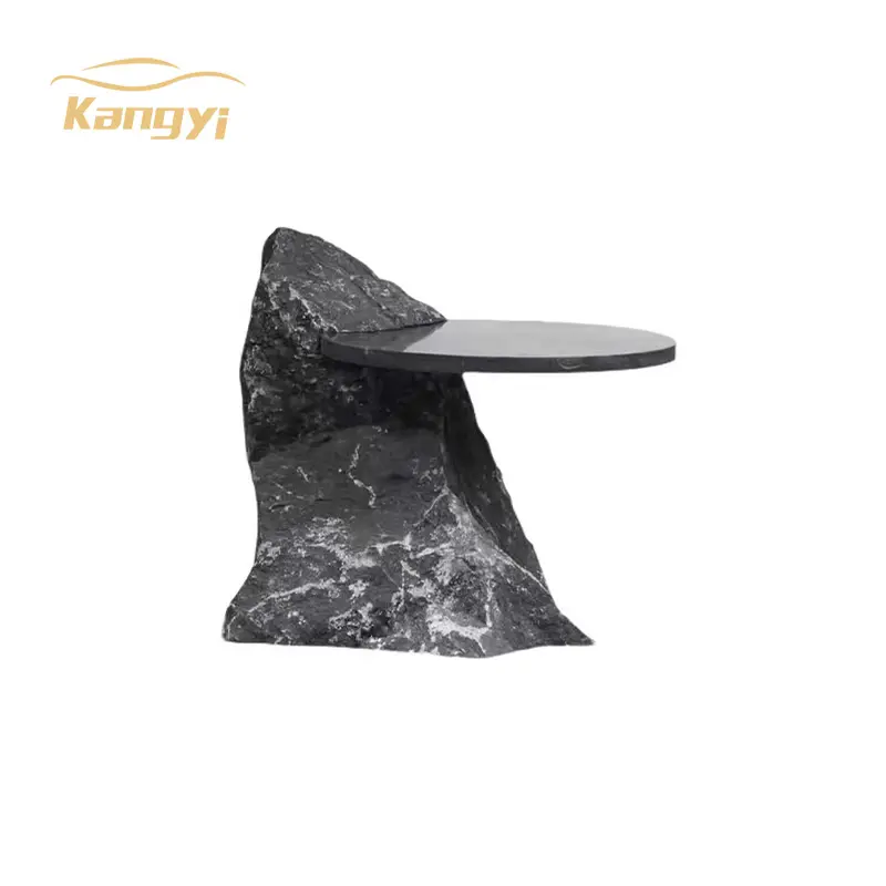 Table basse décorative en pierre de lave noire, Design créatif et populaire, sculpture à la main